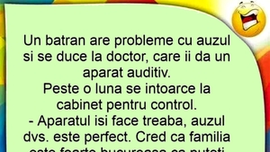Bancul începutului de săptămână | Un bătrân își pune aparat auditiv
