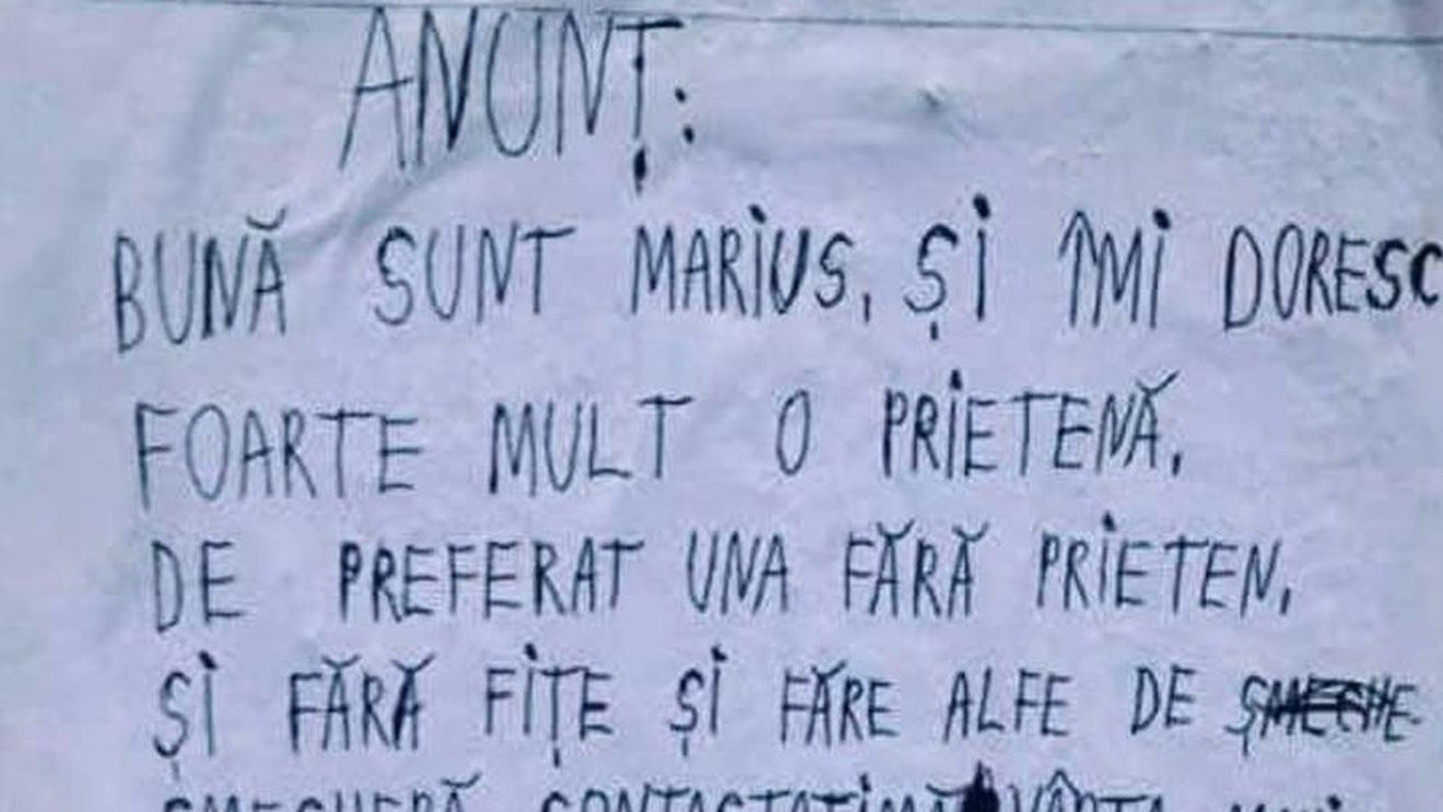 Anunțul disperat al unui băiat pentru fetele dornice să înceapă o relație: „Îmi doresc foarte mult o prietenă...”