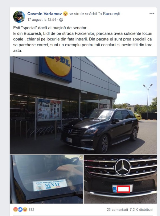 Un senator a parcat neregulamentar în București, iar imaginile fac vâlvă pe Internet
