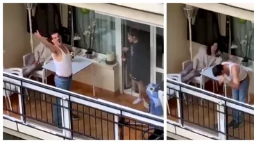 VIDEO / Dovada că izolarea poate fi și amuzantă! Ce a făcut un bărbat pe balcon întrece orice imaginație