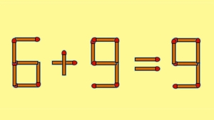 Test IQ cu chibrituri | Mutați un singur băț, pentru a corecta 6 + 9 = 9