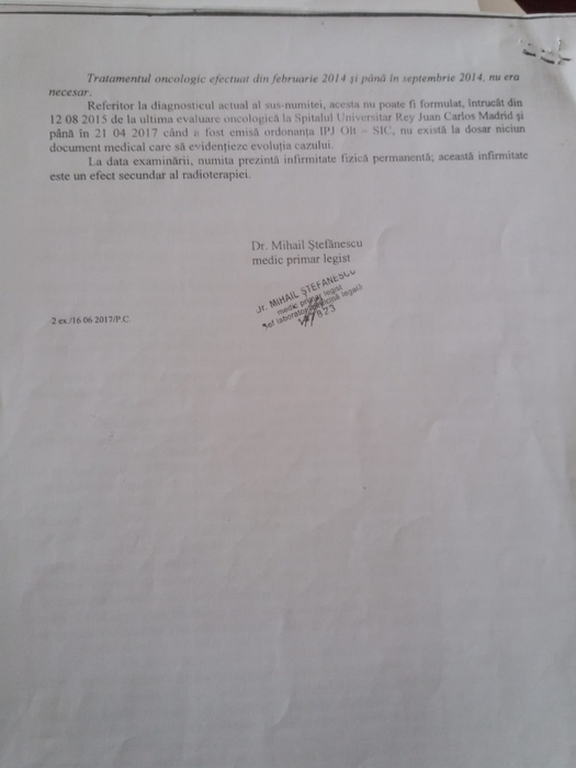 Legiștii români confirmă: nu era necesar tratamentul oncologic