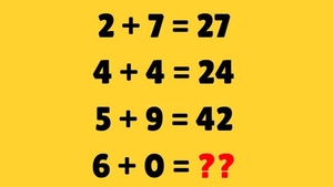 Test de inteligență | Dacă 2+7=27, 4+4=24, 5+9=42, atunci cât este 6+0?