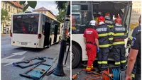 Accident grav între un autobuz STB și o autoutilitară, în București. Patru persoane au fost rănite și duse la spital