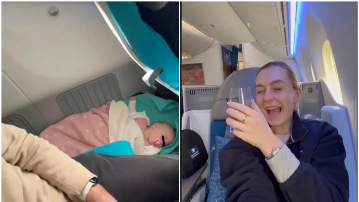 Tânăra din imagine şi-a lăsat bebeluşul la economy, ca să zboare singură, la business class: Sunt îngrozitoare?