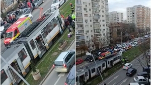 Scene de groază în Capitală. O fetiță de 12 ani a fost călcată de tramvai. A fost transportată de urgență la spital