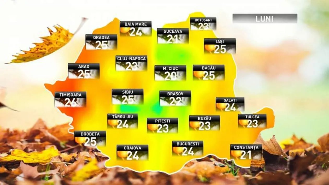 METEO 29 octombrie. Temperaturi peste limitele normale