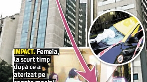A aterizat direct pe capota unui taxi