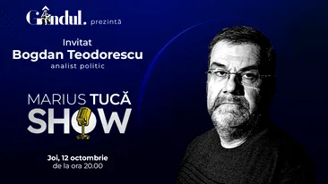 Marius Tucă Show începe joi, 12 octombrie, de la ora 20.00, live pe gândul.ro. Invitat: Bogdan Teodorescu