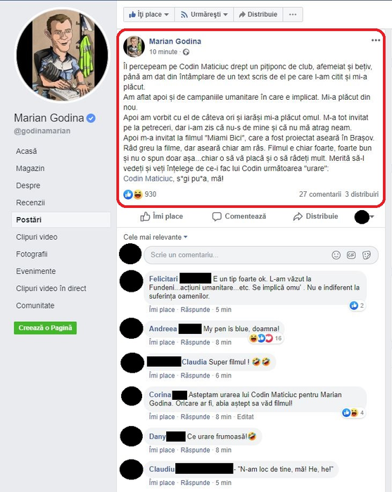 Marian Godină a spus adevărul despre Codin Maticiuc! Mesajul pentru actorul din Miami Bici: “S#&i $#*@, mă!”