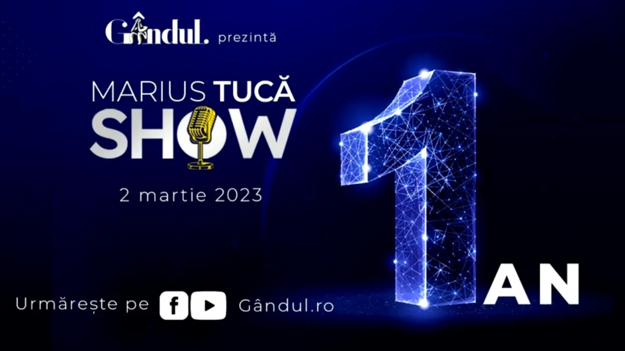 Marius Tucă Show aniversează 1 an de excelență la Gândul.ro. Zeci de emisiuni fabuloase, invitați de marcă, milioane de vizualizări
