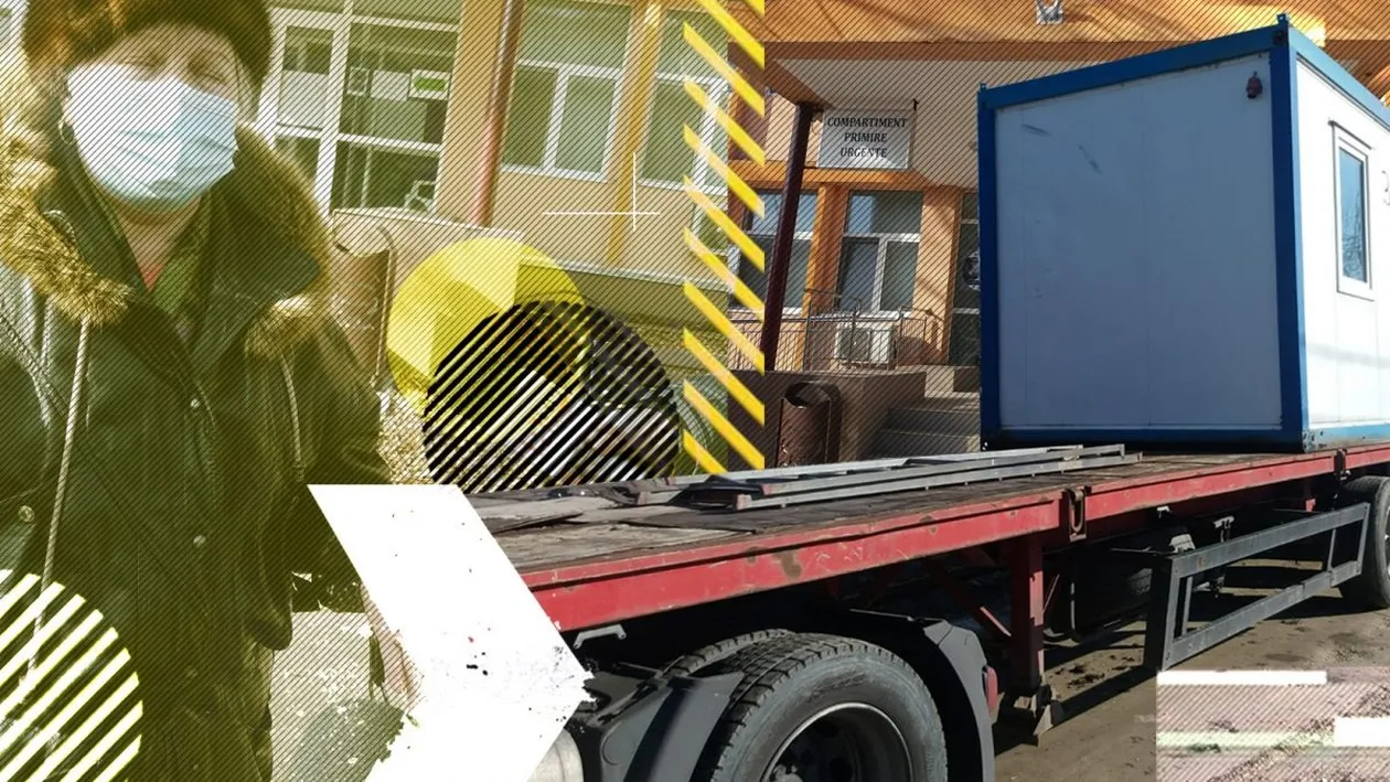 Containerele în care au stat sinistrații de la Rast, transformate în cabinete medicale la Spitalul din Orșova