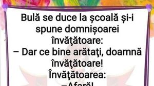 BANC | Bulă, la școală: "Dar ce bine arătați, doamna învățătoare!"