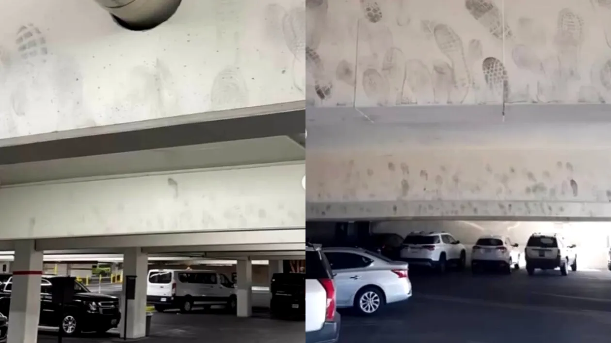 S-a aflat! Cine face, de fapt, urmele de pantof de pe tavanele parcărilor din Vegas