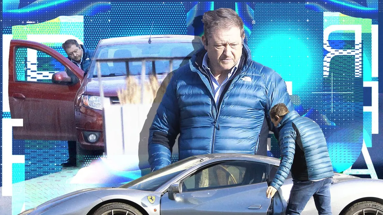 Imagini rare! Milionarul italian și-a “abandonat” Ferrari-ul în Floreasca și a dat o tură cu Logan-ul