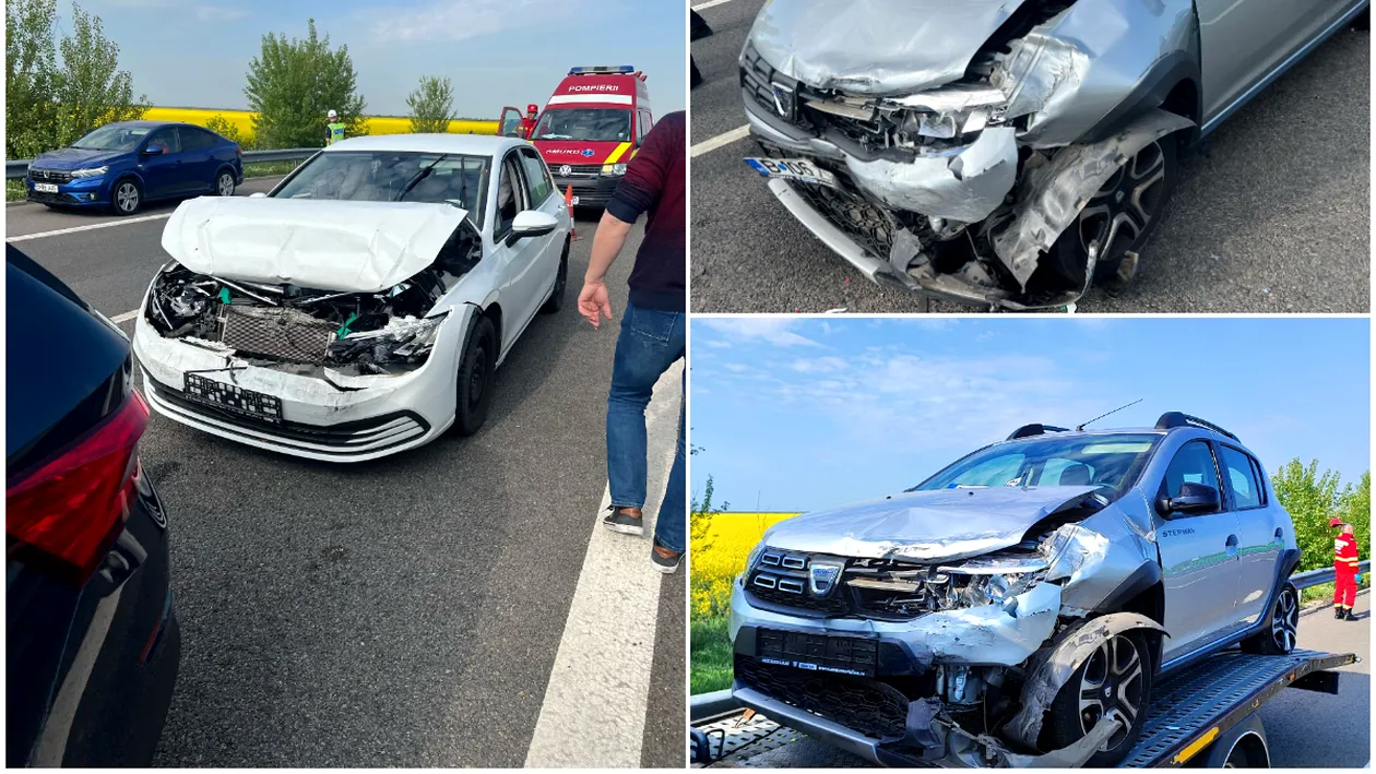 Vacanța de 1 Mai a început prost! Accident cu 6 mașini pe Autostrada A2, sensul Bucureşti – Constanţa