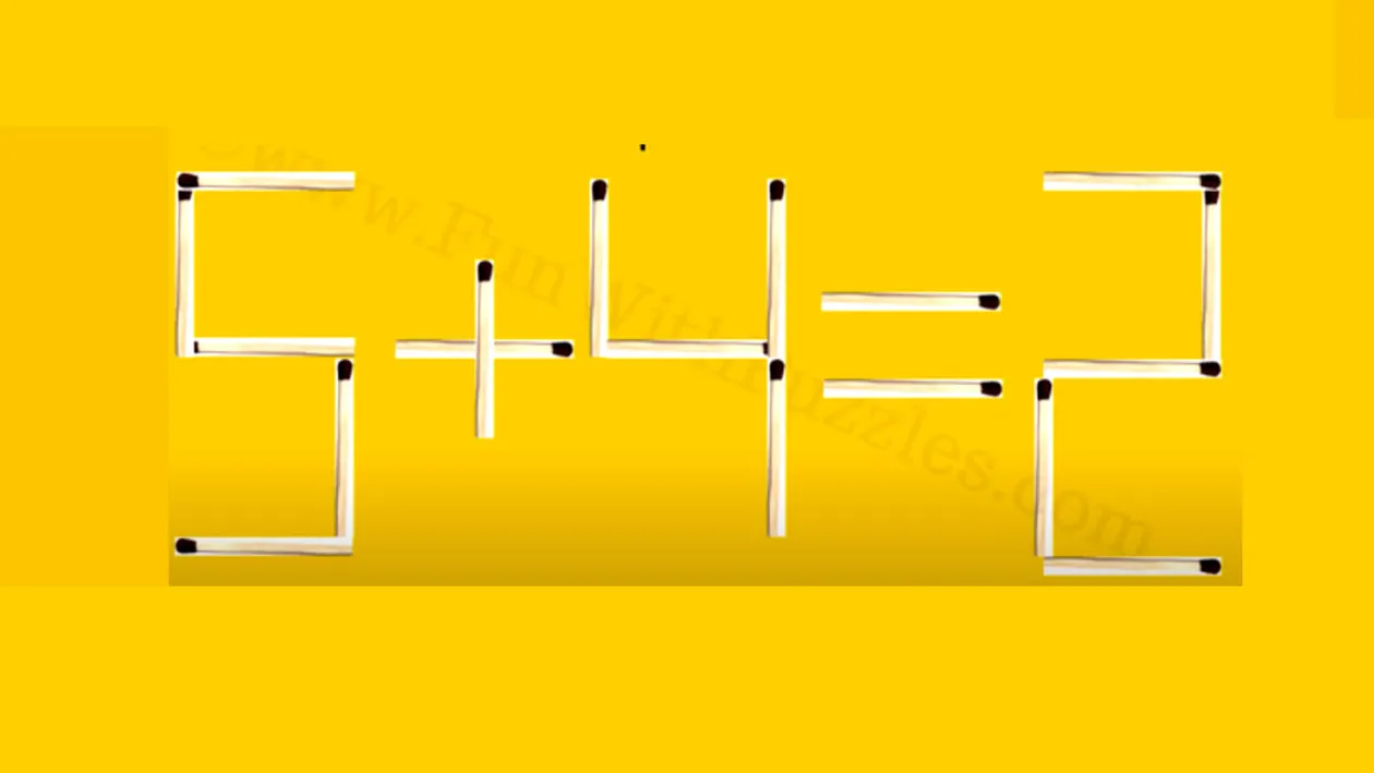 Testul de inteligență de miercuri | Mutați un singur chibrit pentru a rezolva egalitatea 5+4=2