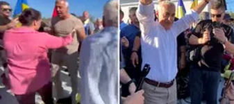 Susținătorii și contestatarii lui Călin Georgescu, la un pas de bătaie la vizita fostului candidat la Vaslui. S-au împins și amenințat, iar poliția a intervenit