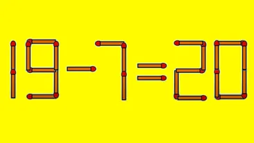Test IQ cu chibrituri | Mutați un singur băț, pentru a corecta 19 - 7 = 20