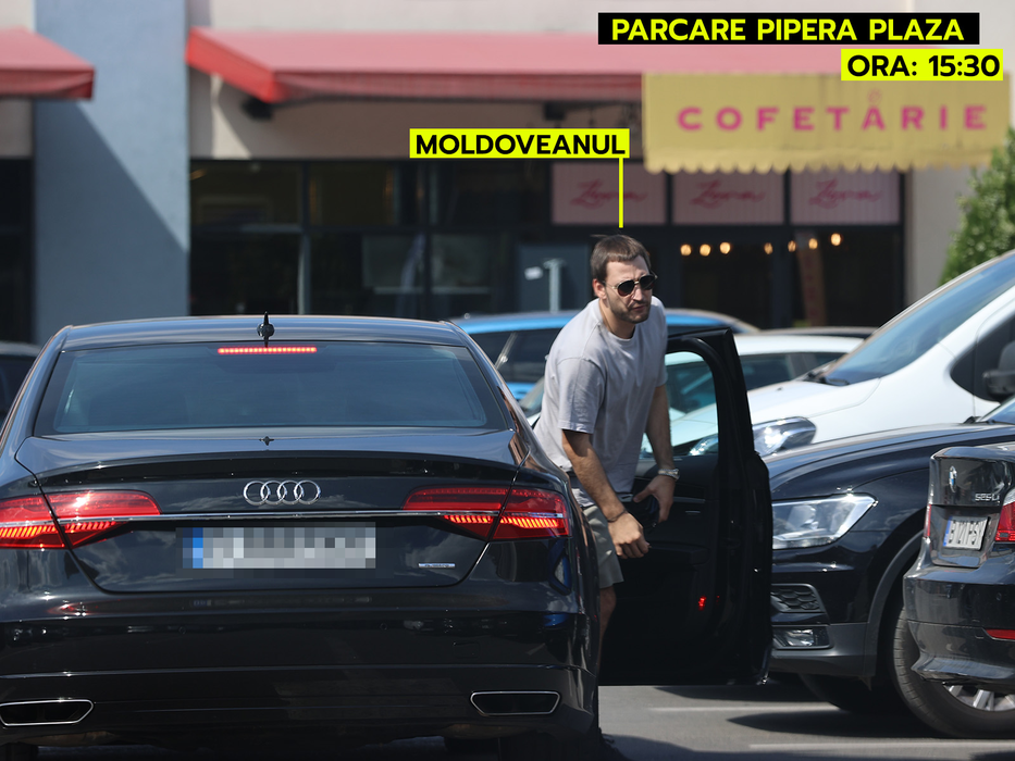 Moldoveanul coboară și el din Audi pentru a se reuni cu Gina în faimosul G (Foto: CANCAN.RO)