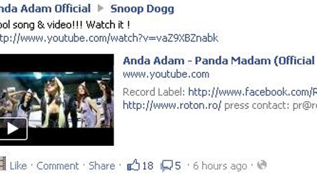 Anda Adam isi face reclama pe site-ul lui Snoop Dog! Vezi cum se promoveaza artista!