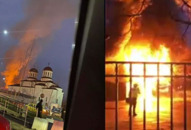 Incendiu puternic la biserica de la Doamna Ghica, din București. ISU, prima reacție