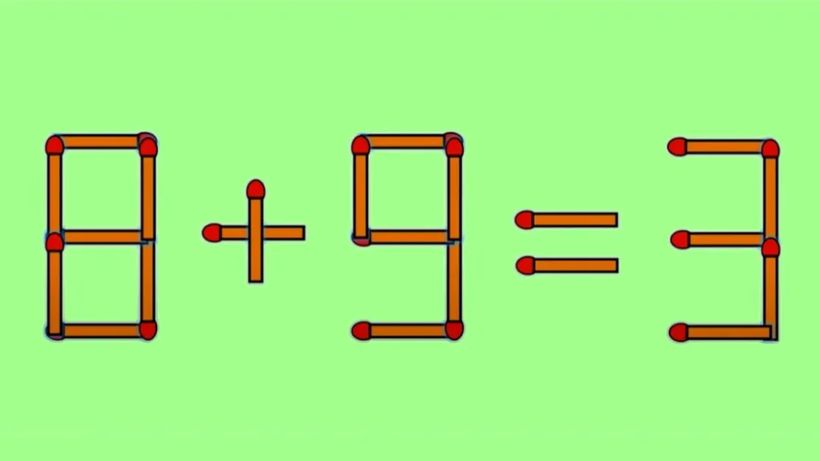 TEST IQ cu bețe de chibrit | Rezolvă ecuația 8+9=3, mutând un singur băț de chibrit