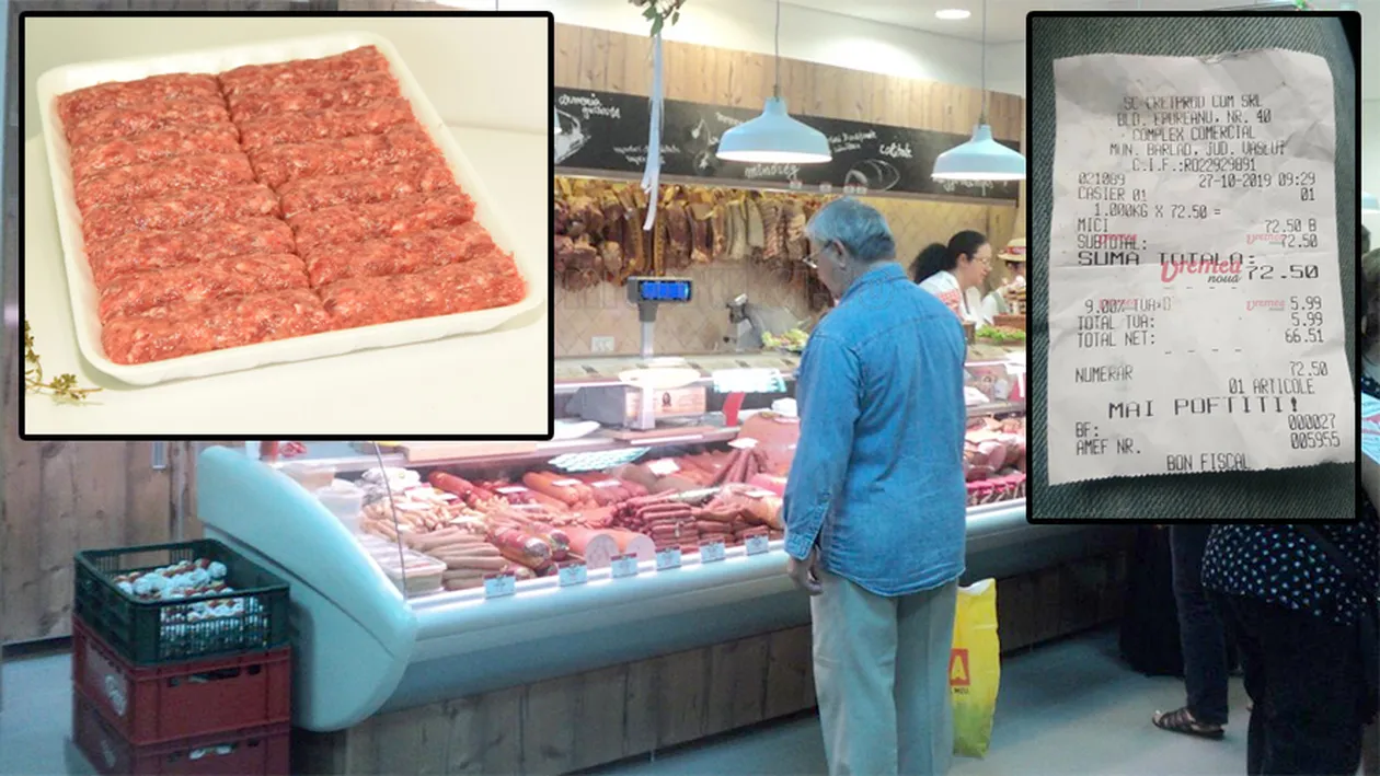Ireal! Câți lei a plătit un bărbat pe un kilogram de mici, într-un magazin din Piața Bârlad. Când a văzut bonul, să leșine