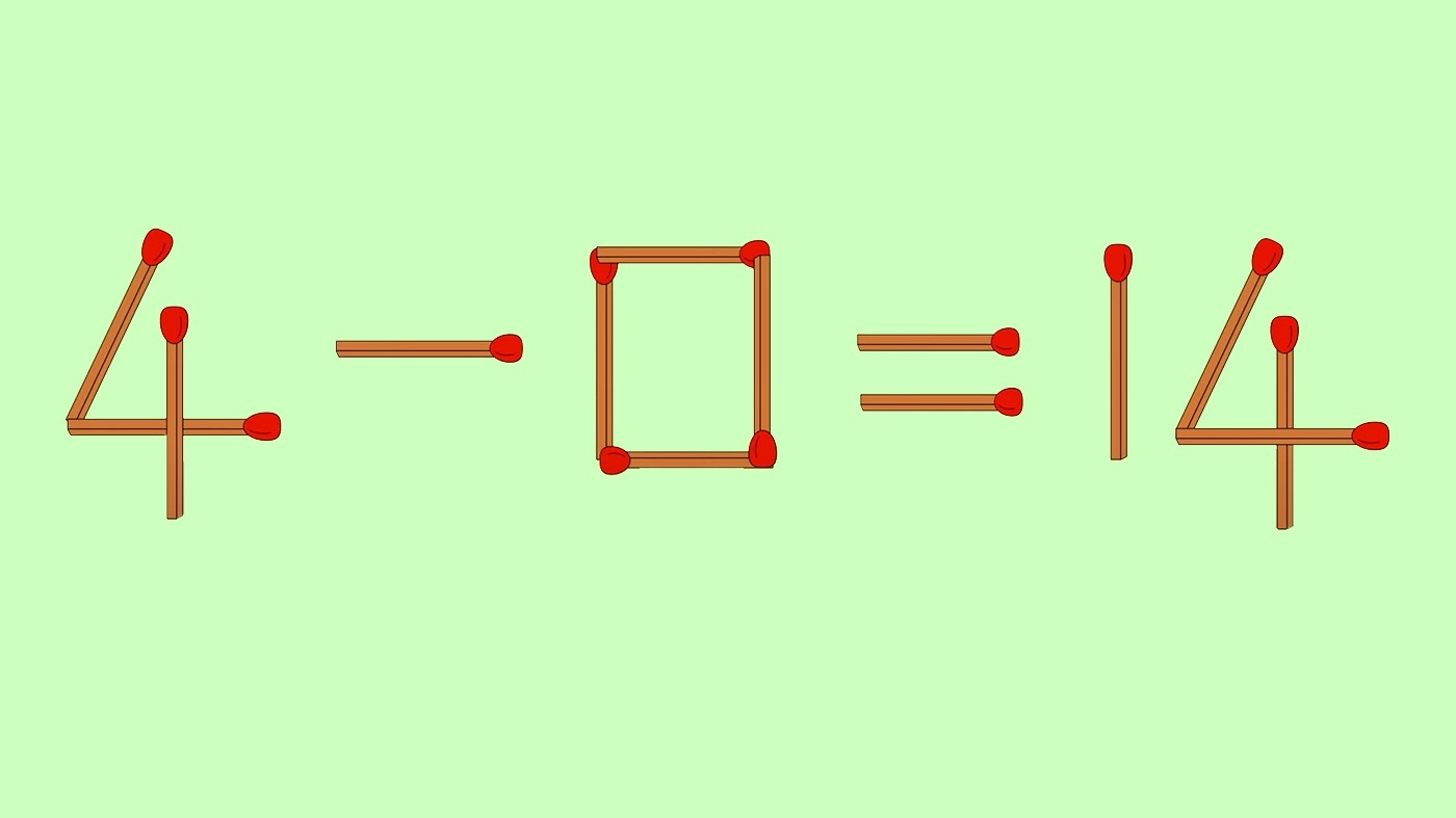 Test de inteligență | Corectați 4-0=14, mutând un singur băț de chibrit!