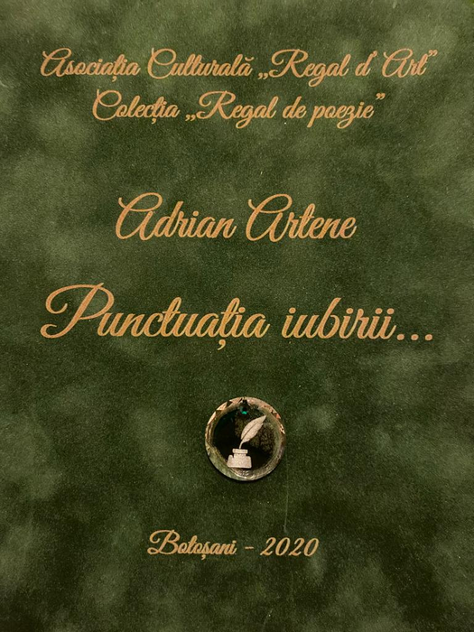 Coperta-față a volumului de versuri ”Punctuația iubirii”, semnat de Adrian Artene