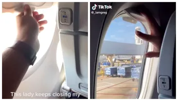 Un bărbat și o femeie se „luptă” pe geamul din avion. Imaginile au ajuns virale. VIDEO