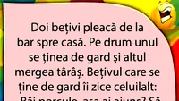 Bancul de weekend | Doi bețivi pleacă de la bar spre casă