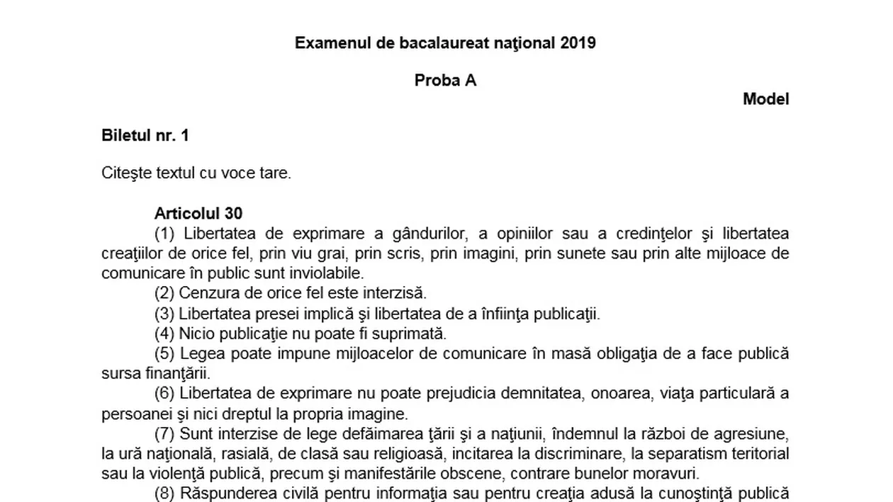 Bacalaureat 2019. Cum se rezolvă subiectele la limba română oral