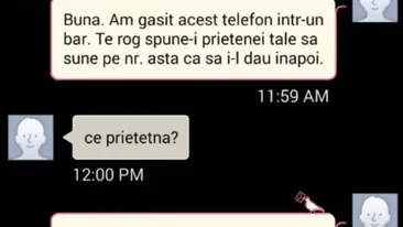 BANC | „Bună. Am găsit acest telefon într-un bar. Te rog, spune-i prietenei tale să sune pe numărul acesta”