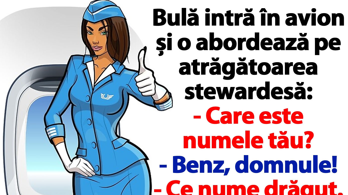 BANC | Bulă intră în avion și o abordează pe atrăgătoarea stewardesă: "Care e numele tău?"