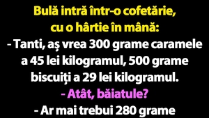 BANC | Bulă intră într-o cofetărie, cu o hârtie în mână