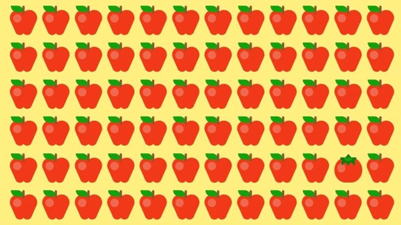 Test de perspicacitate | Găsiți roșia ascunsă printre merele din imagine!
