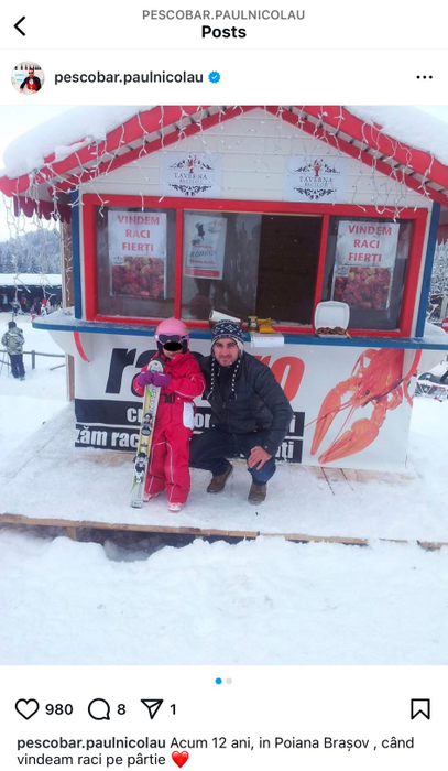 Postarea făcută de Pescobar pe contul lui de Instagram