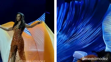 Clipe de panică la Miss Universe! O concurentă a călcat în gol și căzut de pe scenă