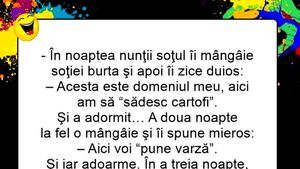 BANC | În noaptea nunții, soțul îi mângâie soției burta și îi zice duios...
