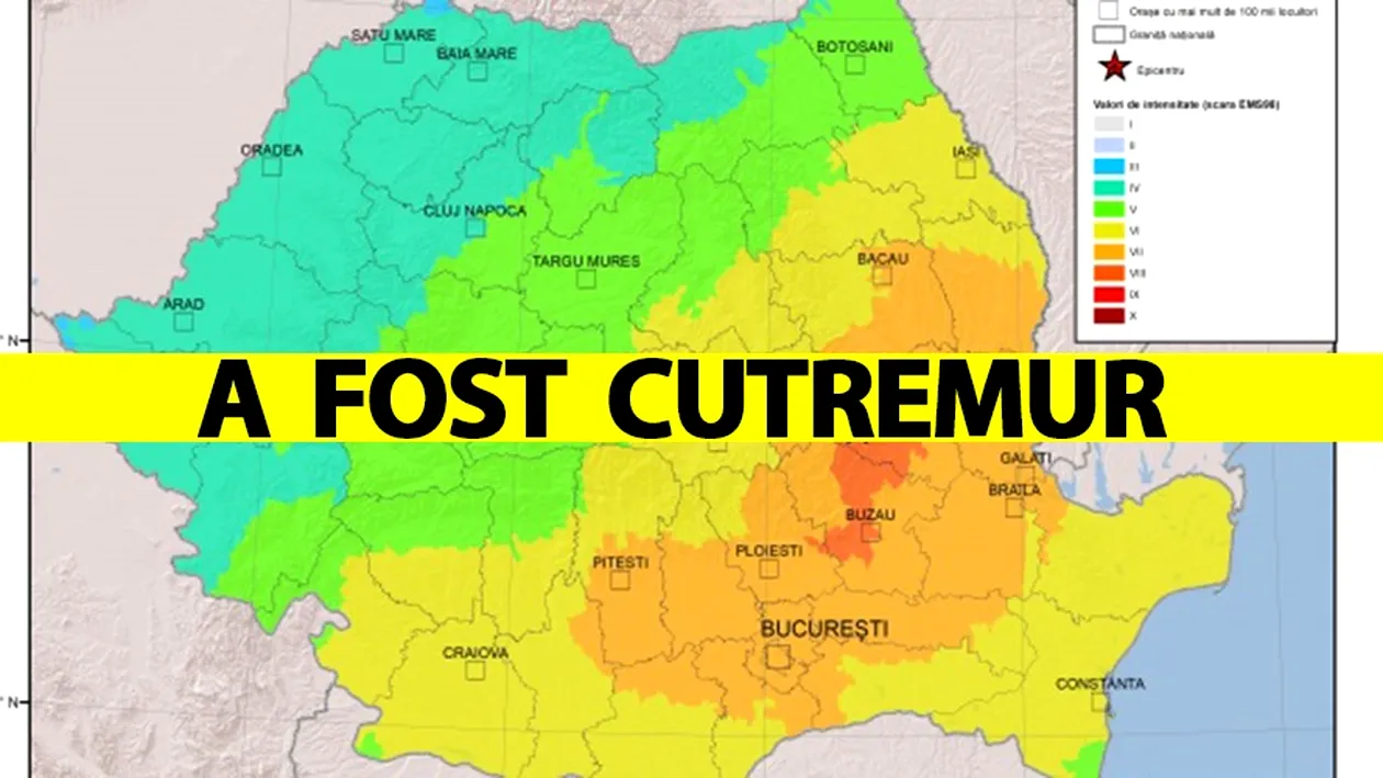 Cutremur mare în România. Seismul s-a produs azi-dimineață, la ora 04:32. Lista orașelor afectate