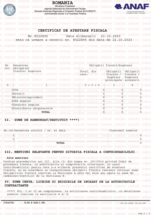Documentele pe care Cătălin Măruță le-a prezentat, pentru a arăta că nu are datorii la stat