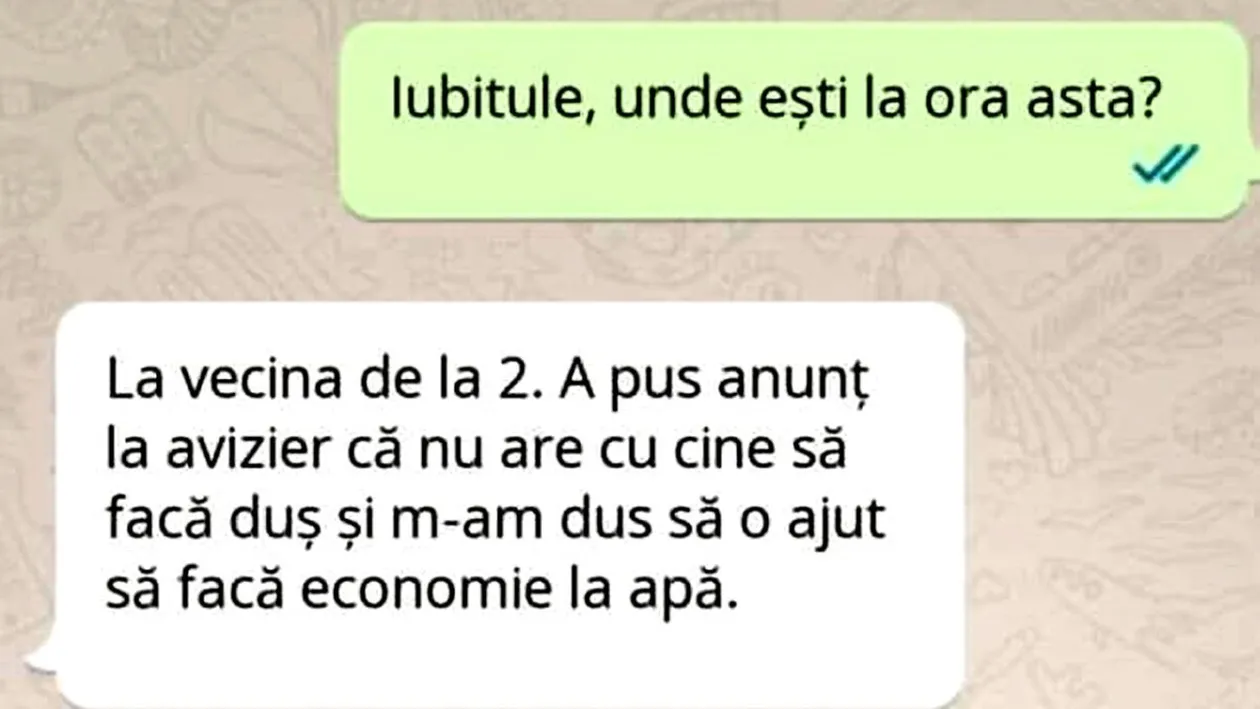 BANC | Iubito, sunt la vecina de la 2. A pus anunț la avizier că nu are cu cine să facă duș