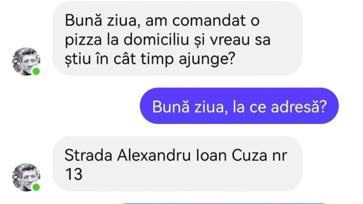 BANC | Am comandat o pizza și vreau să știu în cât timp ajunge