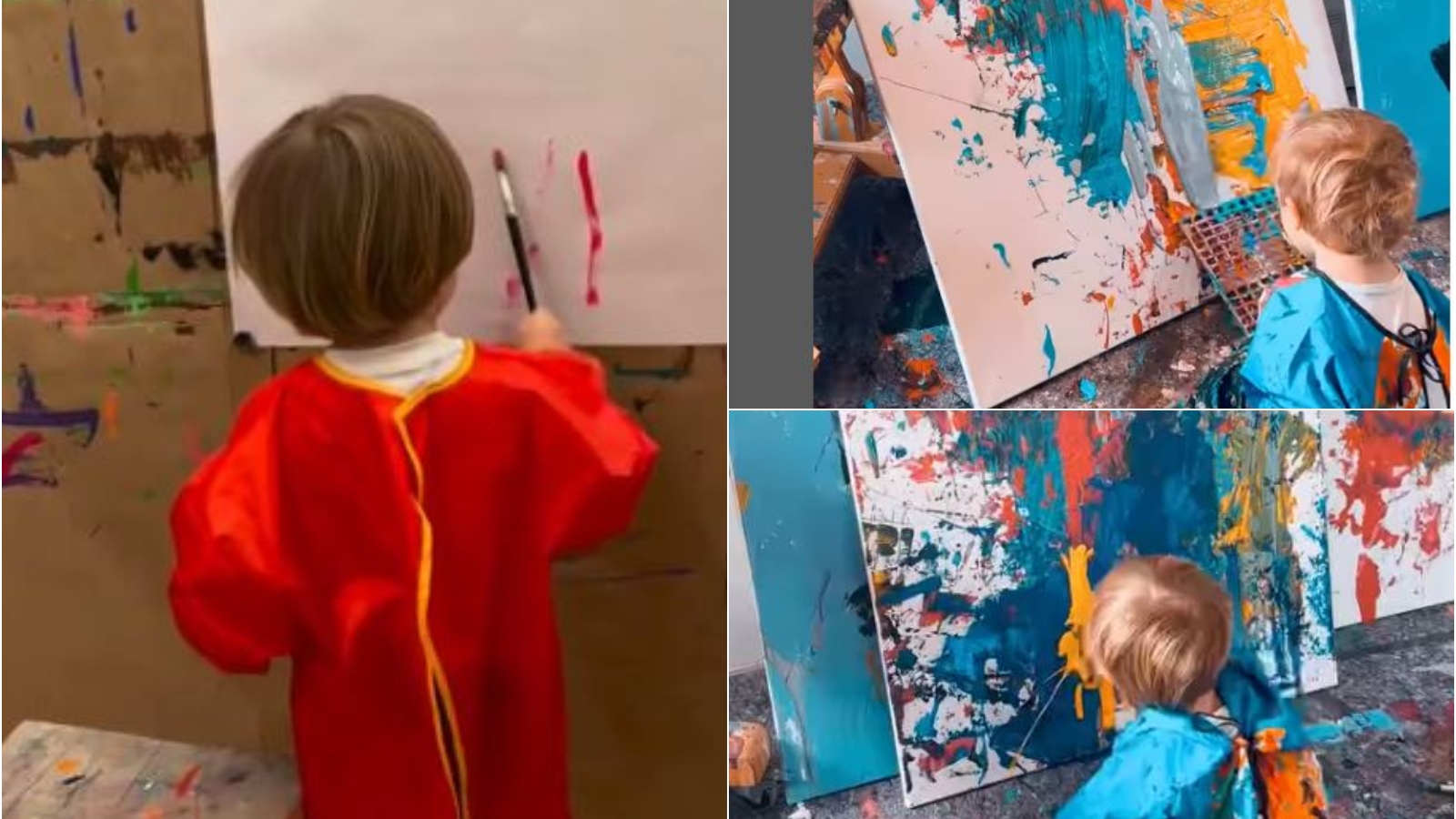 'Micul Picasso', copilul de 3 ani care pictează. Părinții i-au vândut tablourile și acum sunt cercetați de FISC