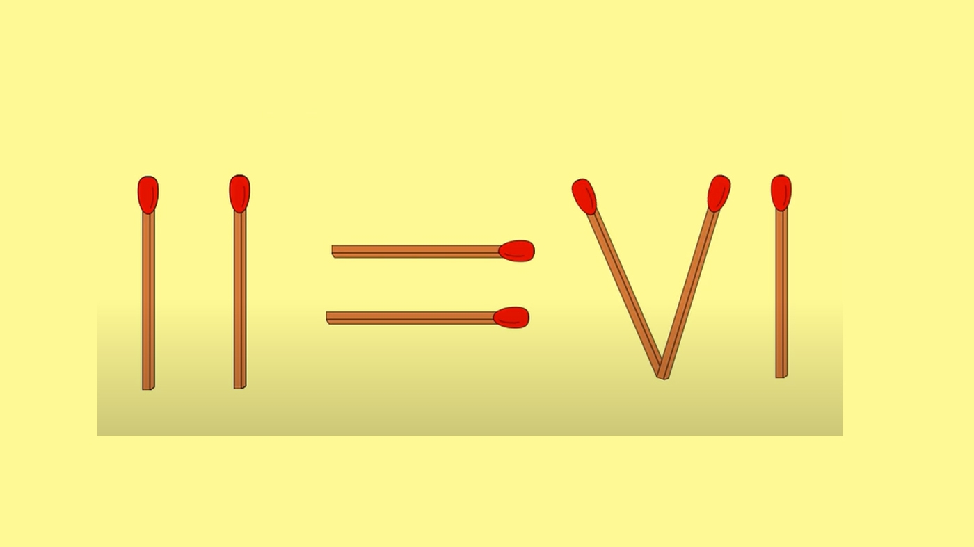 Test IQ exclusiv pentru genii | Mutați un singur chibrit pentru a corecta II=VI