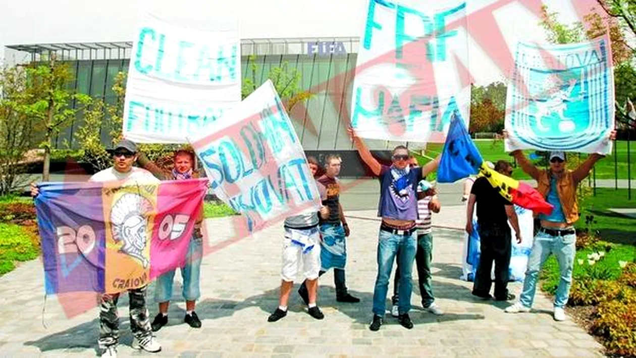 Suporterii olteni au protestat la FIFA