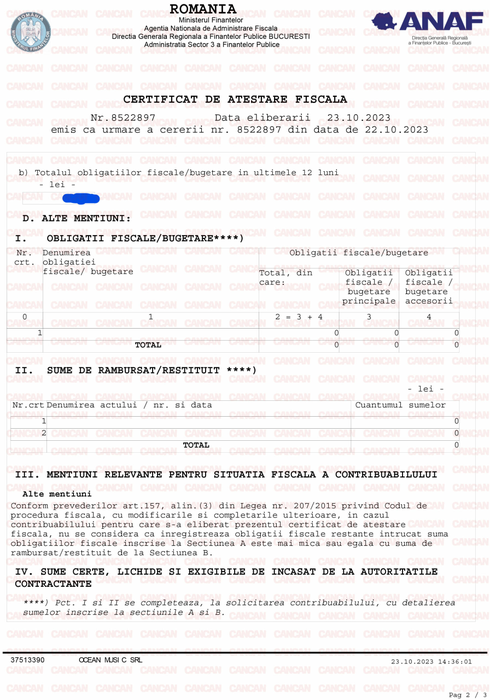 Documentele pe care Cătălin Măruță le-a prezentat, pentru a arăta că nu are datorii la stat