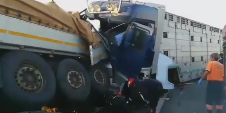 Accident mortal pe Autostrada A1 Arad-Timişoara! Două tiruri s-au lovit frontal