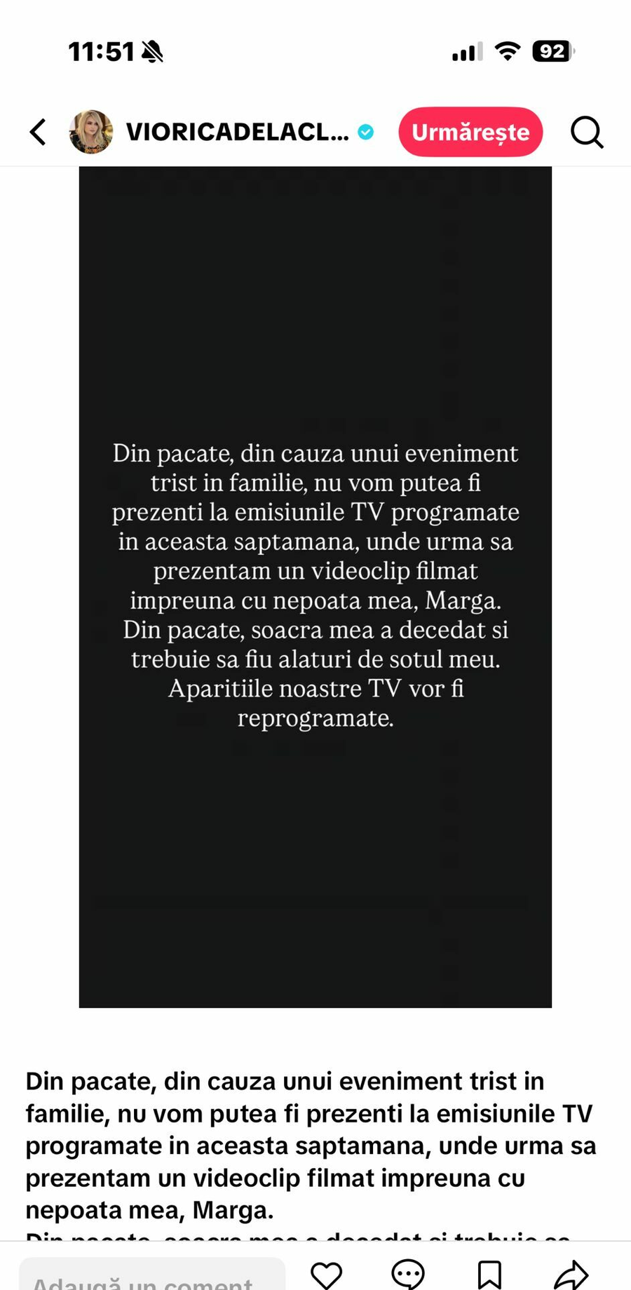 Viorica și Ioniță de la Clejani sunt în doliu/foto: TikTok 